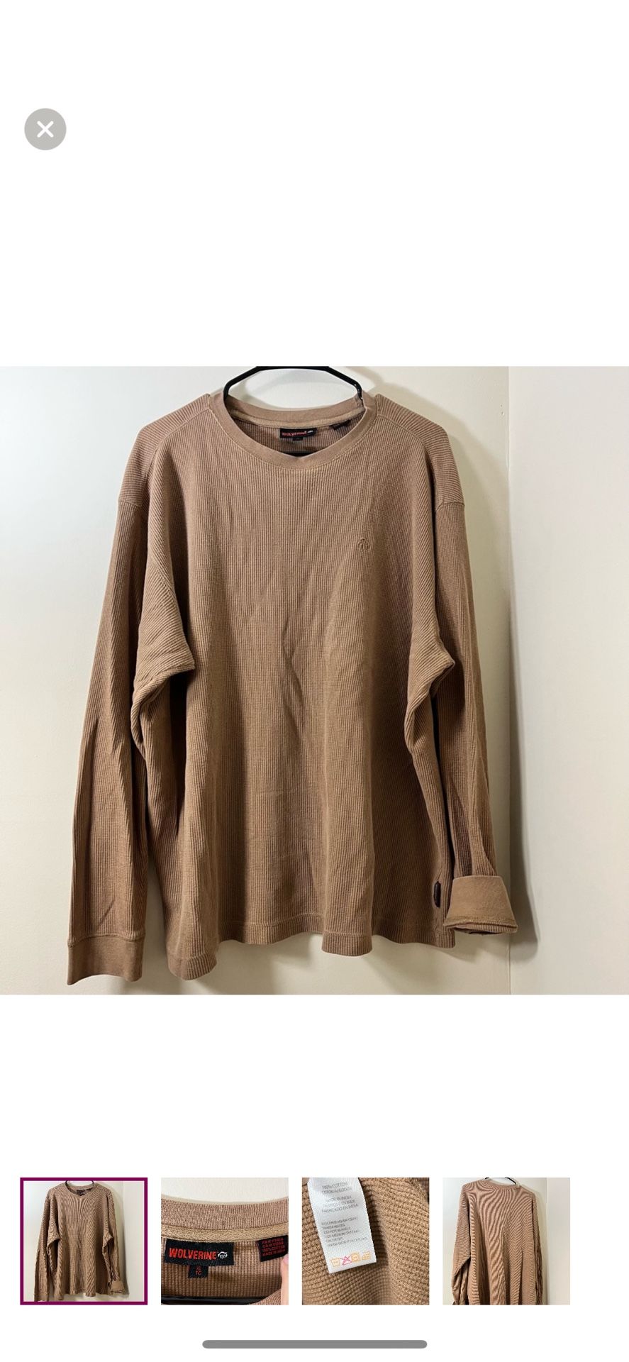 Wolverine Shirt Mens XL Thermal Waffle Knit Long Sleeve Crew Neck