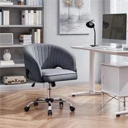 Tufted Barrel Office Chair,Dark Gray
