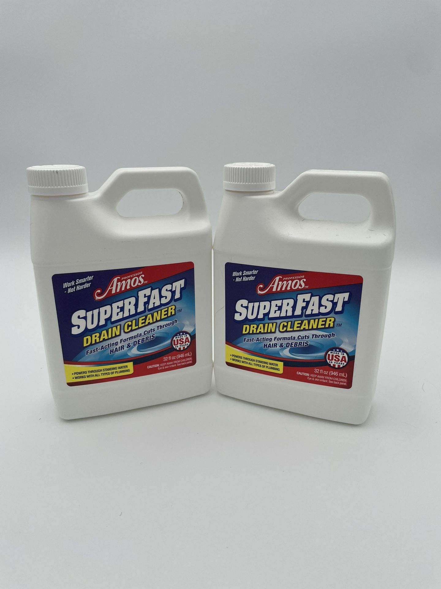 Lot Of 2-Professor Amos Super Fast Drain Cleaner w/ Accelerated Formula 32 oz.