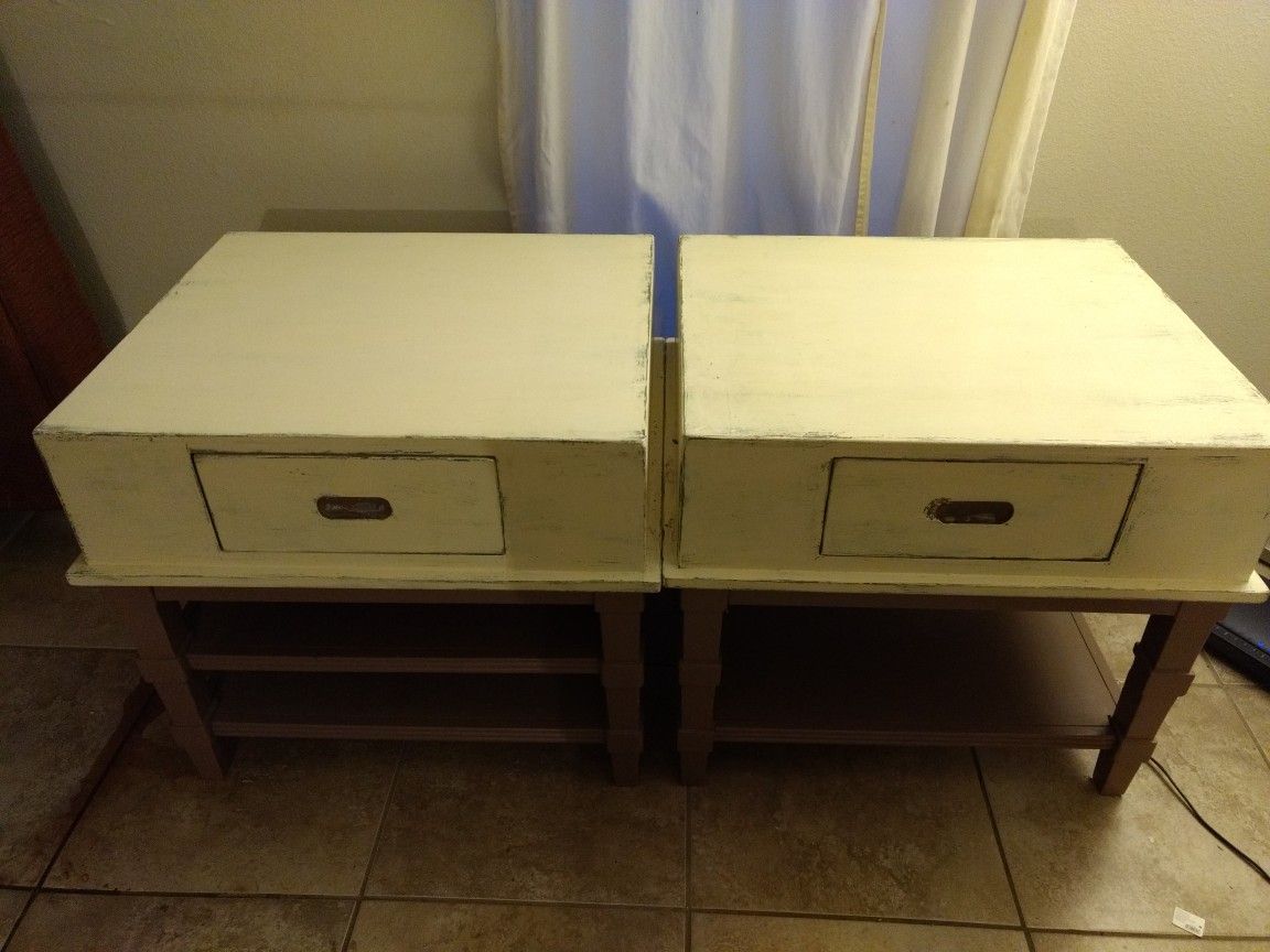 2 large farmhouse style end tables