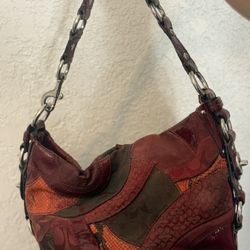 Rare Red Carly Coach Patchwork Shoulder Bag