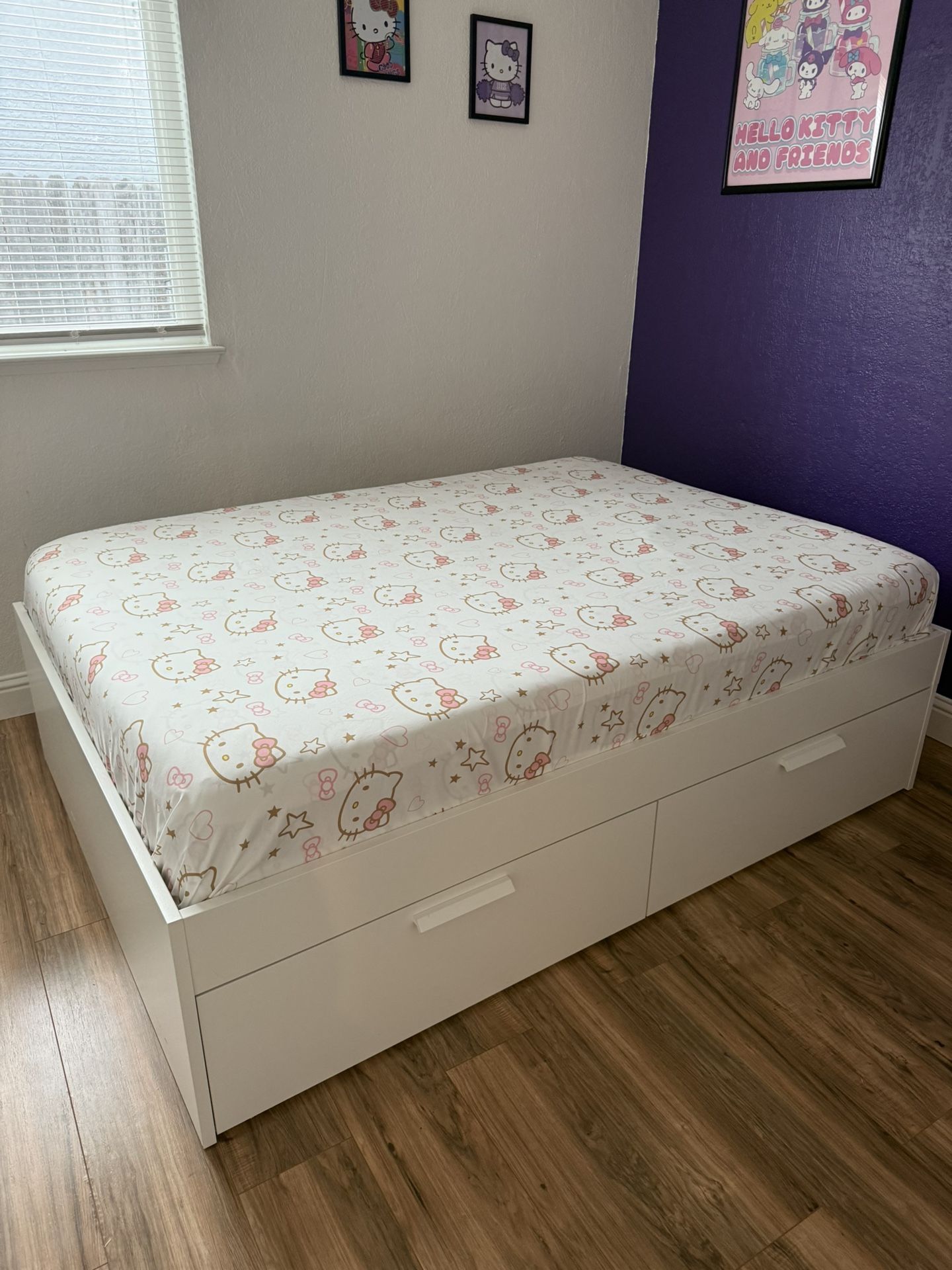 Queen BRIMNES Bed frame with storage