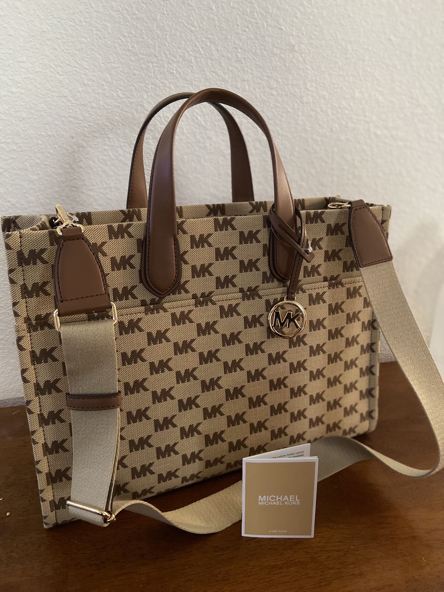 Michael Kors Large Tote Bag Gigi Fabric Brown Purse