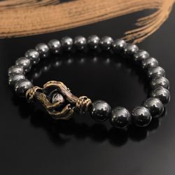 DeMarcus Alexan 8mm Black Hematite Holding Hands Bracelet
