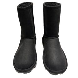 UGG Women's Essential Short Black Leather Boot