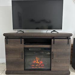 Entertainment Unit With Electric Fireplace Heater