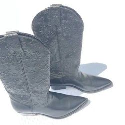 7.5D Seychelles Embossed Black Cowgirl Boots Western Boots 42012 7 1/2