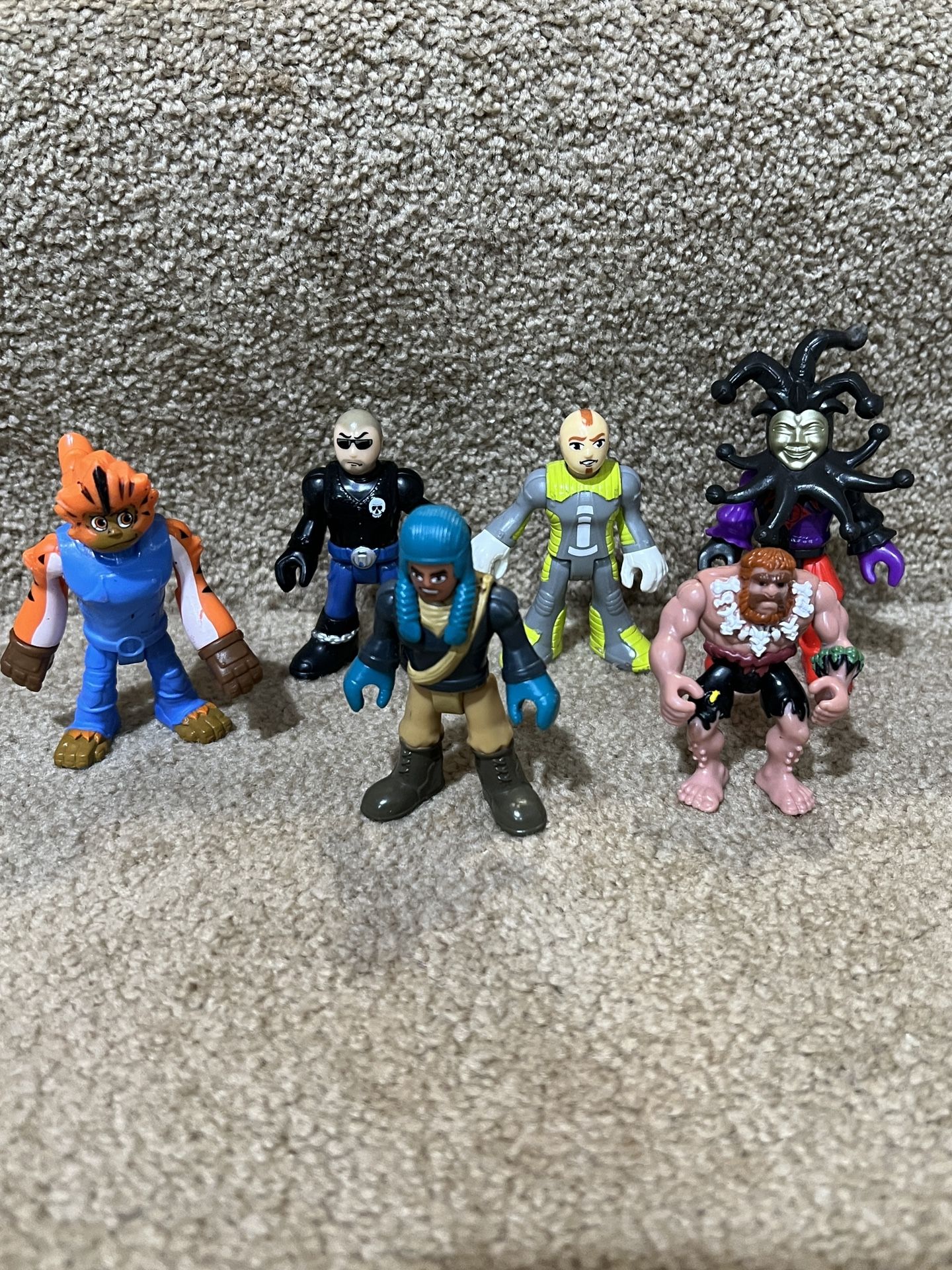 Imaginext lot of 6 Blind bag figure Jester Biker Monkey Tiger Caveman