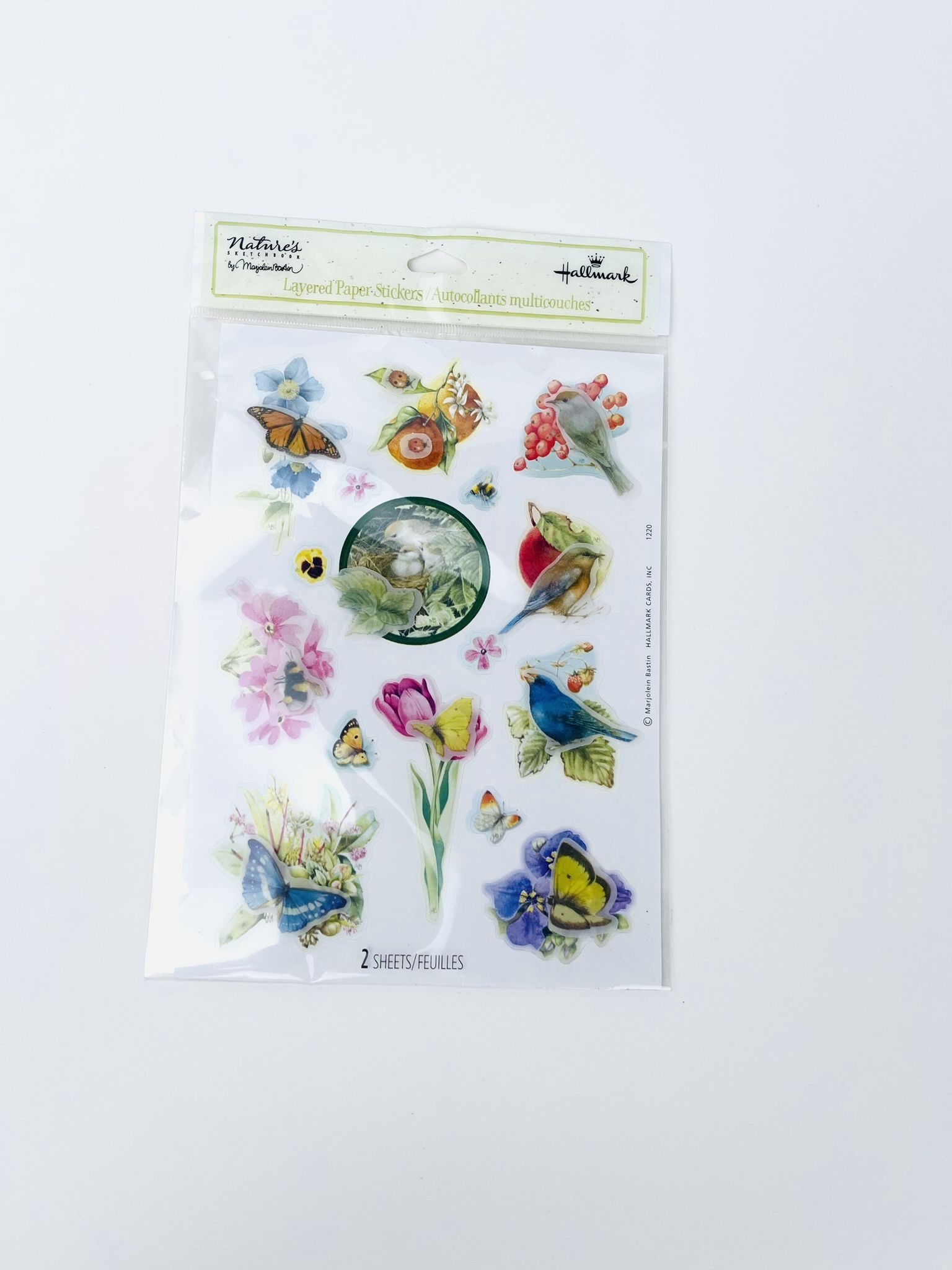 Marjolein Bastin Nature's Sketchbook Layered Paper Stickers NEW NIP Butterflies