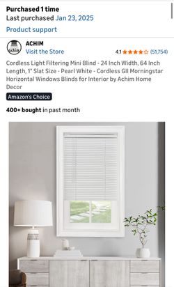 2x NEW Cordless Blinds 24in x 64in