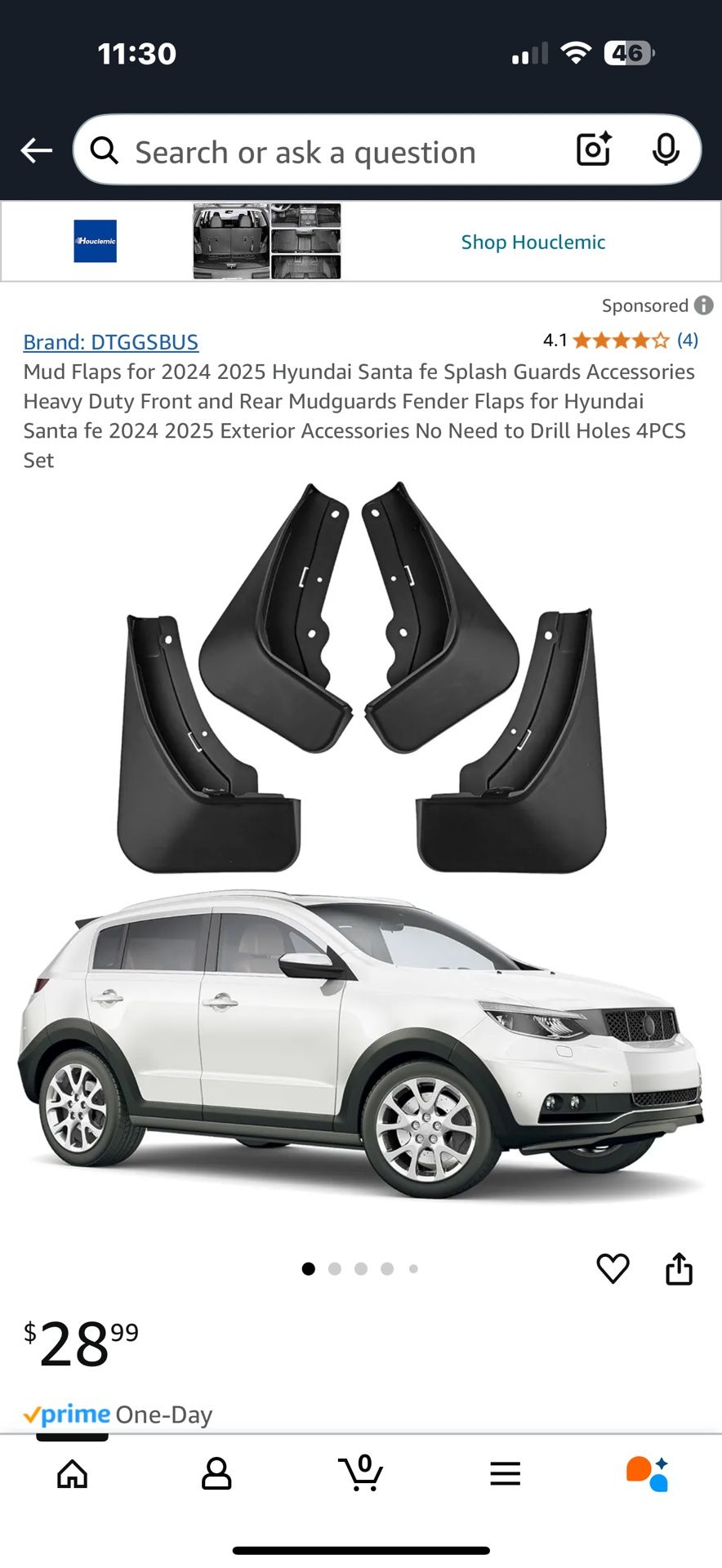 Hyundai Santa Fe No Drill Splash Guards