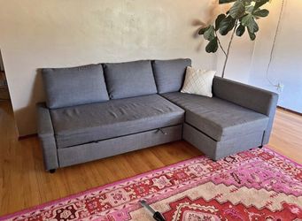 Modern Gray 90” Sleeper Sectional Sofa with Reversible Storage Chaise