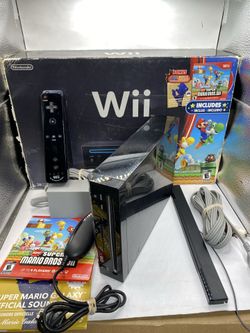 Nintendo Wii Holiday Mario Bros Bundle Black Console complete CIB in box w game