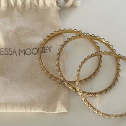 Vanessa Mooney Gold Plated Bangles Set Of 3 In Pouch