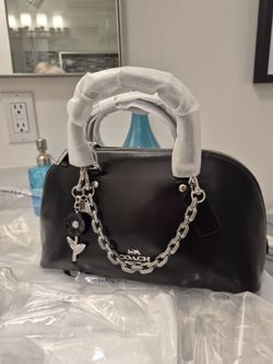 NWT Authentic Coach Black Napa Leather Satchel