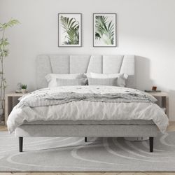 Queen size bed frame with headboard new In Irvine Light Gray