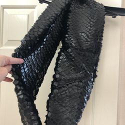 Coated faux fur infinity scarf 