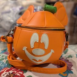 Loungefly DISNEY MICKEY-O-LANTERN Crossbody Bag Purse Pumpkin Halloween Glow In The Dark