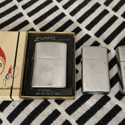 3 Vintage Metal Lighters 2 Zippo