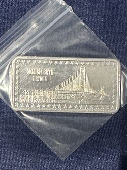 1973 Golden Gate Silver Art Bar Hamilton Mint Wonders of Amer.