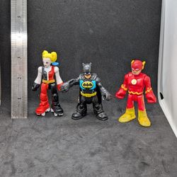 Lot Of 3 Imaginext DC Comics Figures Batman Flash Harley Quinn Fisher Price