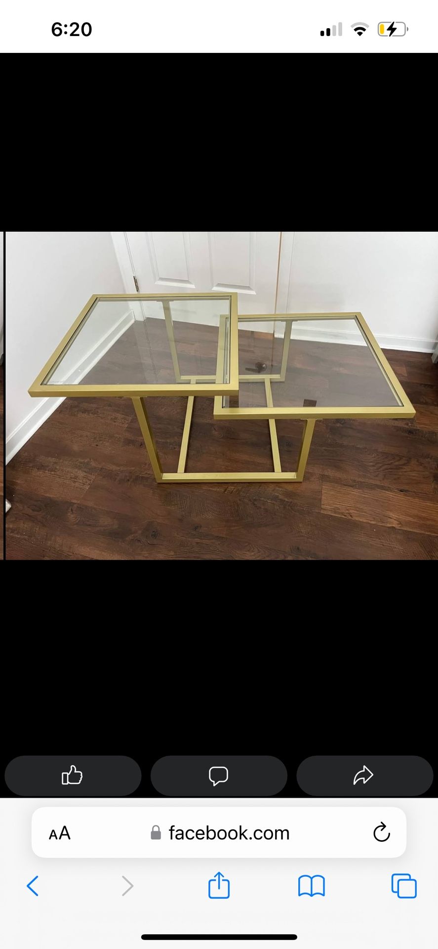 Gold Glass Coffee Table (Let’s Make A Deal)