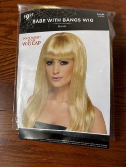 Way To Celebrate Babe With Bangs Wig Blonde Adult Long Bob Costume Halloween