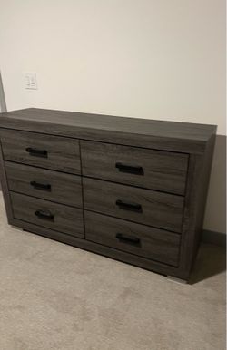Like New 6 drawer, dark grey wood dresser