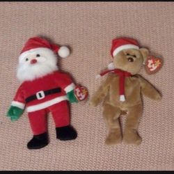 Collector Rare Retired 1998 Ty Beanie Baby Babies Santa and 1997 Holiday Teddy 🧸