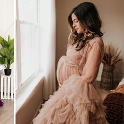 New Beige Maternity/photoshoot  Robe 