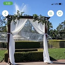 Wedding Arch - Dark Wood - Drapes And Flowers