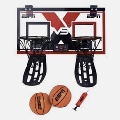 ESPN 2-Player 23 Inch Foldable Bounce Back over the Door Basketball Game New