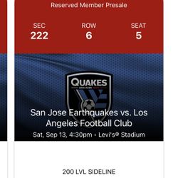 LAFC at San Jose Earthquakes On Sep 13th (Food Included)