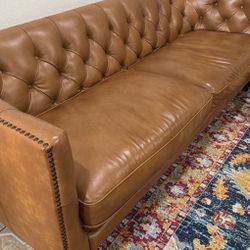 Leather Sofa Couch Cognac Brown 