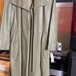 Hollywood Genuine Leather Trench Coat with Belt 1960s