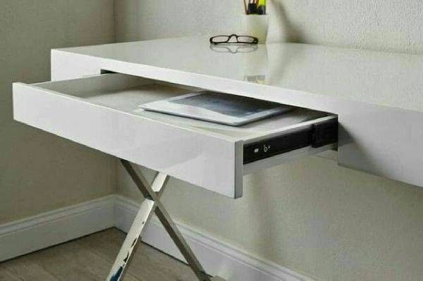 Ll New High Gloss White Lacquer Desk Chrome Legs 100 320 320