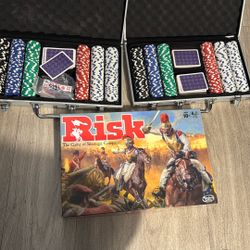 Poker Set (2 Cases) + Risk Board Game