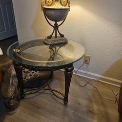 Glass Oval Coffee And End Table 
