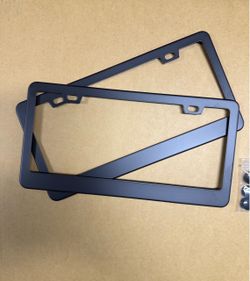 Matte Black Stainless Steel License Plate Frames – Set of 2