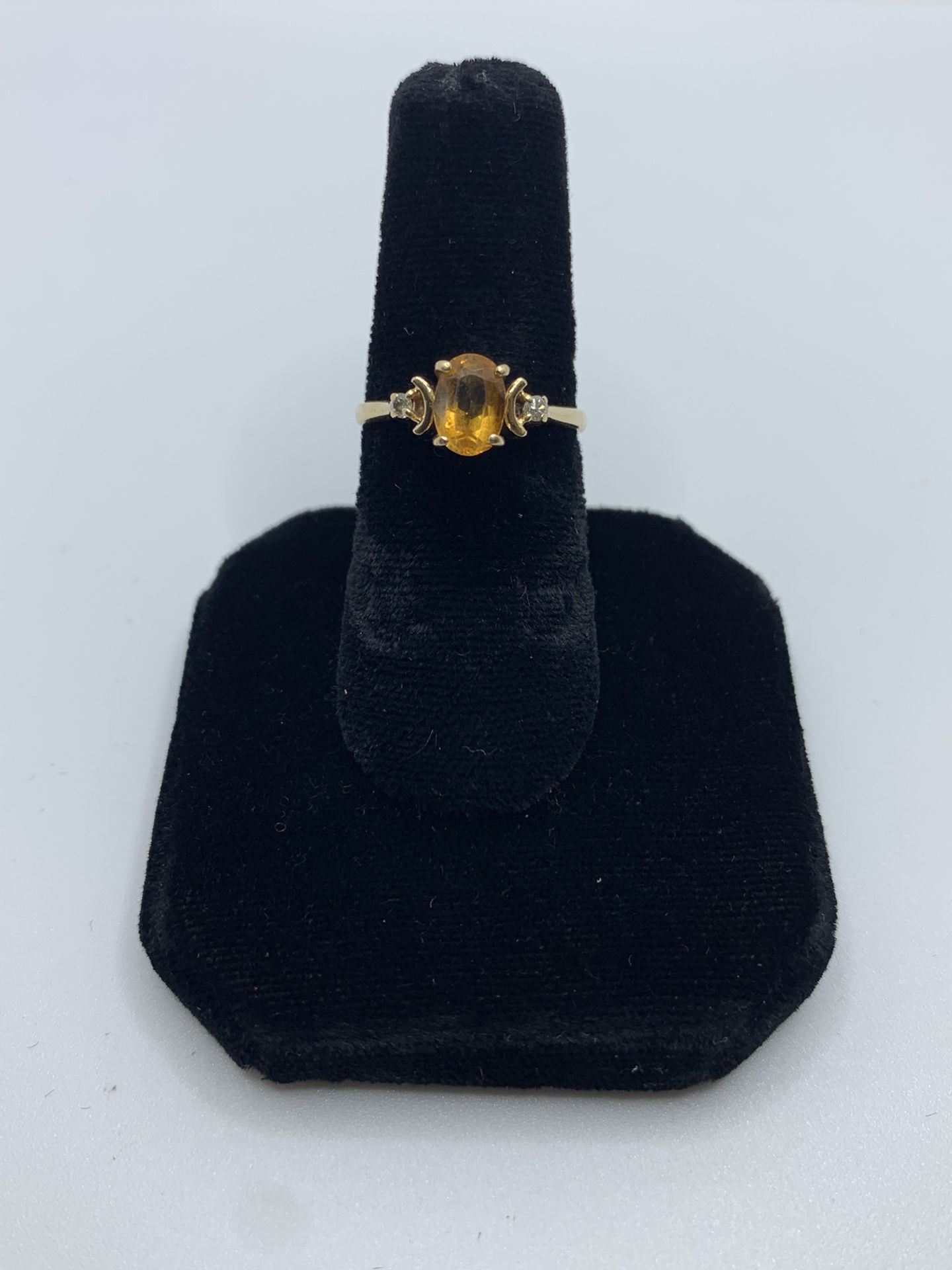 14k Gold Diamond Citrine Ring