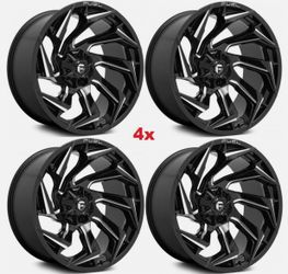 22 FUEL REACTION GLOSS BLACK MILLED WHEELS RIMS F-150 GMC RAM 1500 22X12