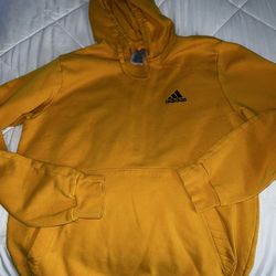 Mens size large yellow adidas hoodie sweatshirt 