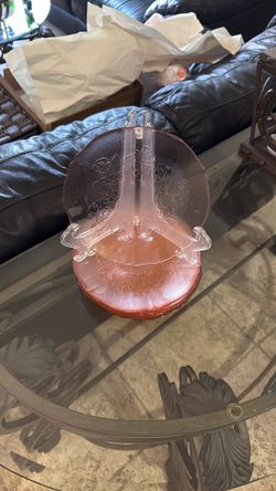 Eight Beautiful Textured Pink Depression, Glass Plates