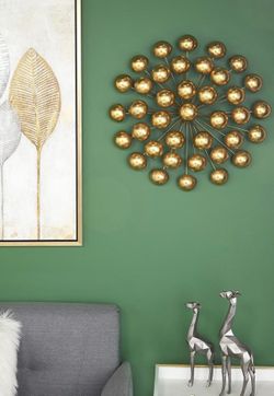 LIKE NEW Set of 3 Gold MCM Orb Style Metal Wall Decor
