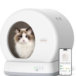 New Self-Cleaning Cat Litter Box, Integrated Safety Protection Automatic Cat Litter Box for Multi Cats, Extra Large/Odor Isolation/APP Control Cat Lit
