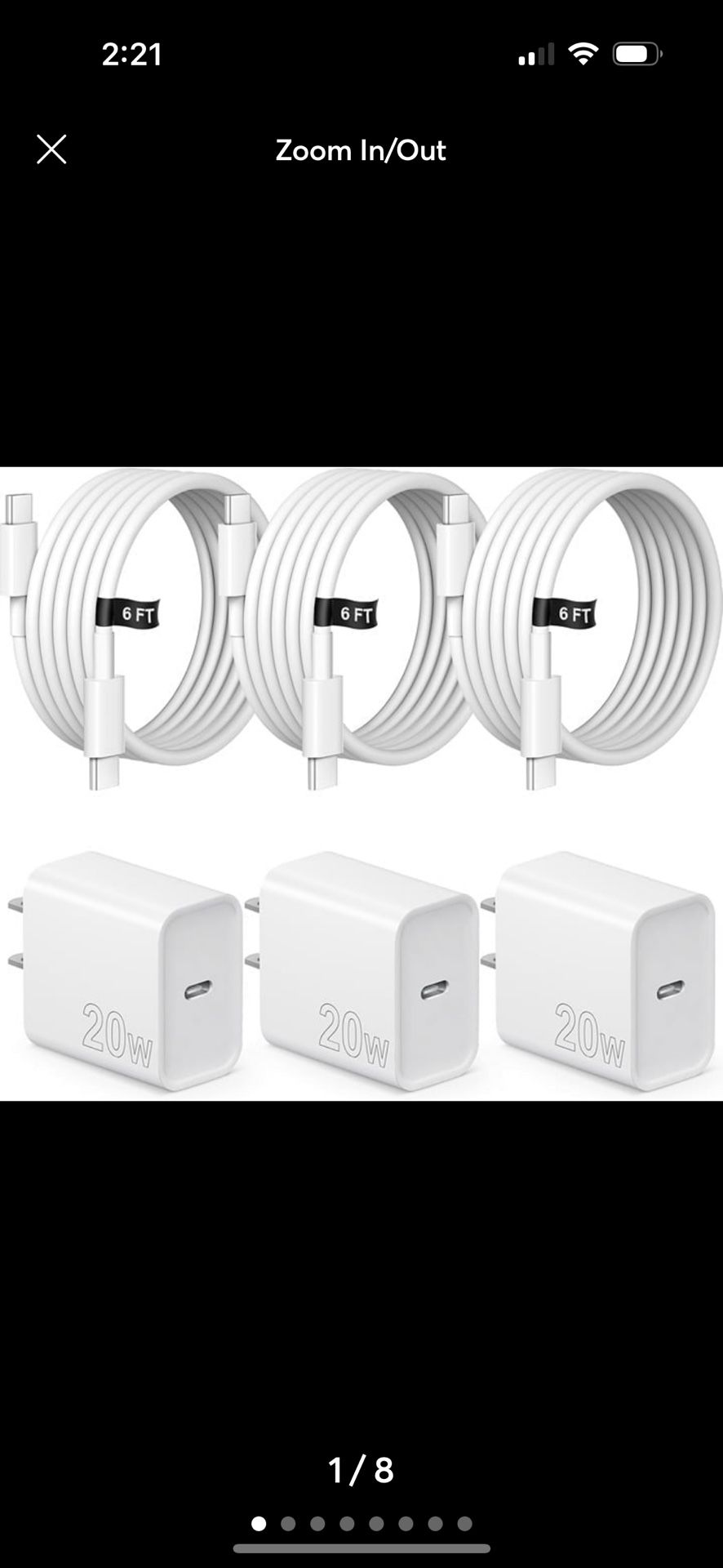3 Pack USB C Charger Block Type C Charger 6FT Cord Wall Charger