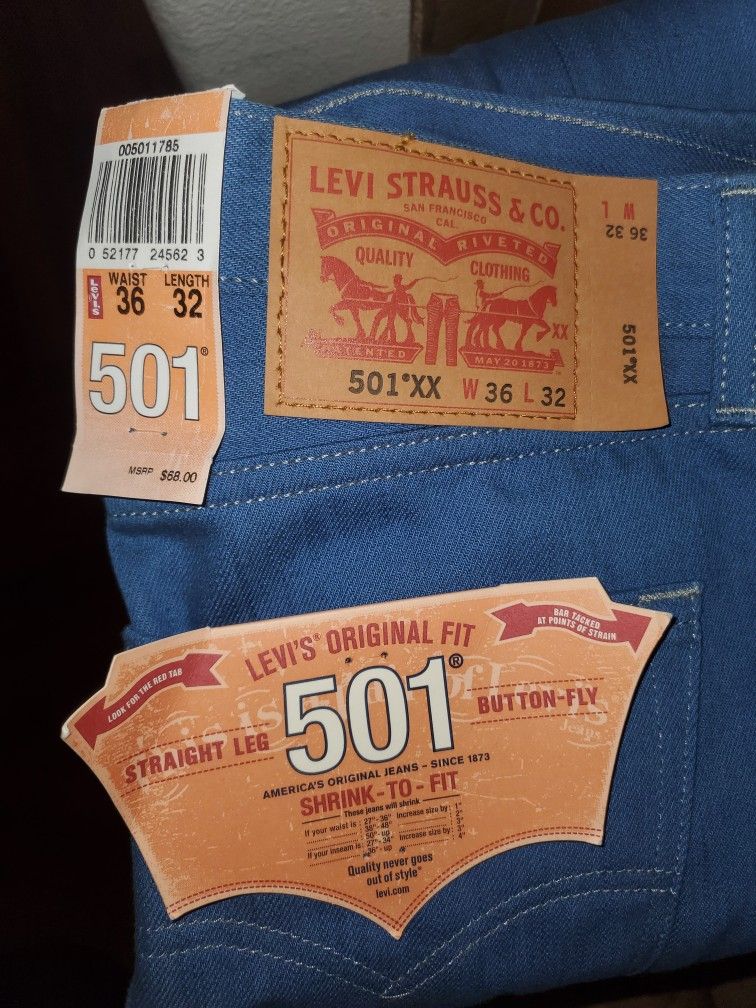 Brand New Levi's 501 Straight Leg Button Fly- W36 L32
