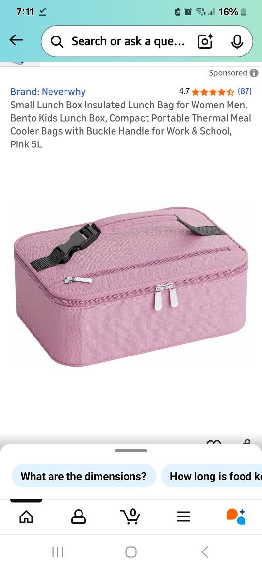 Pink Small Lunch Bag
