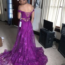 Purple Two Piece Mermaid Gown 
