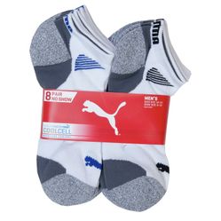 Puma Mens No Show Low Cut Sport Socks 8-Pack White